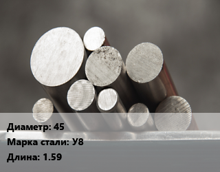 Круг стальной 45 Сталь: У8 L=1.59, м/д цена от 105955 Тг / т, где купить, условия доставки в Кызылорде и Кызылординской области